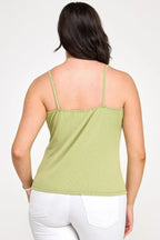 Plus Size Ribbed Knit Camisole With Lace Trim | Mixtshop LLC