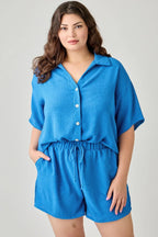 Plus Size 2pc Linen Airflow Btn Down Set | Mixtshop LLC