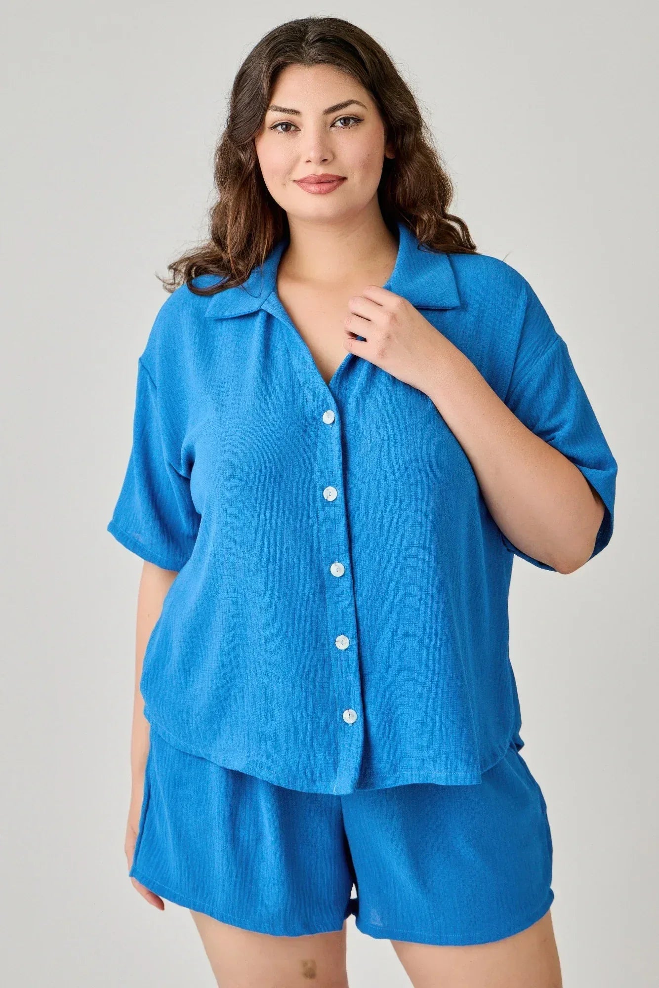 Plus Size 2pc Linen Airflow Btn Down Set Secondary image