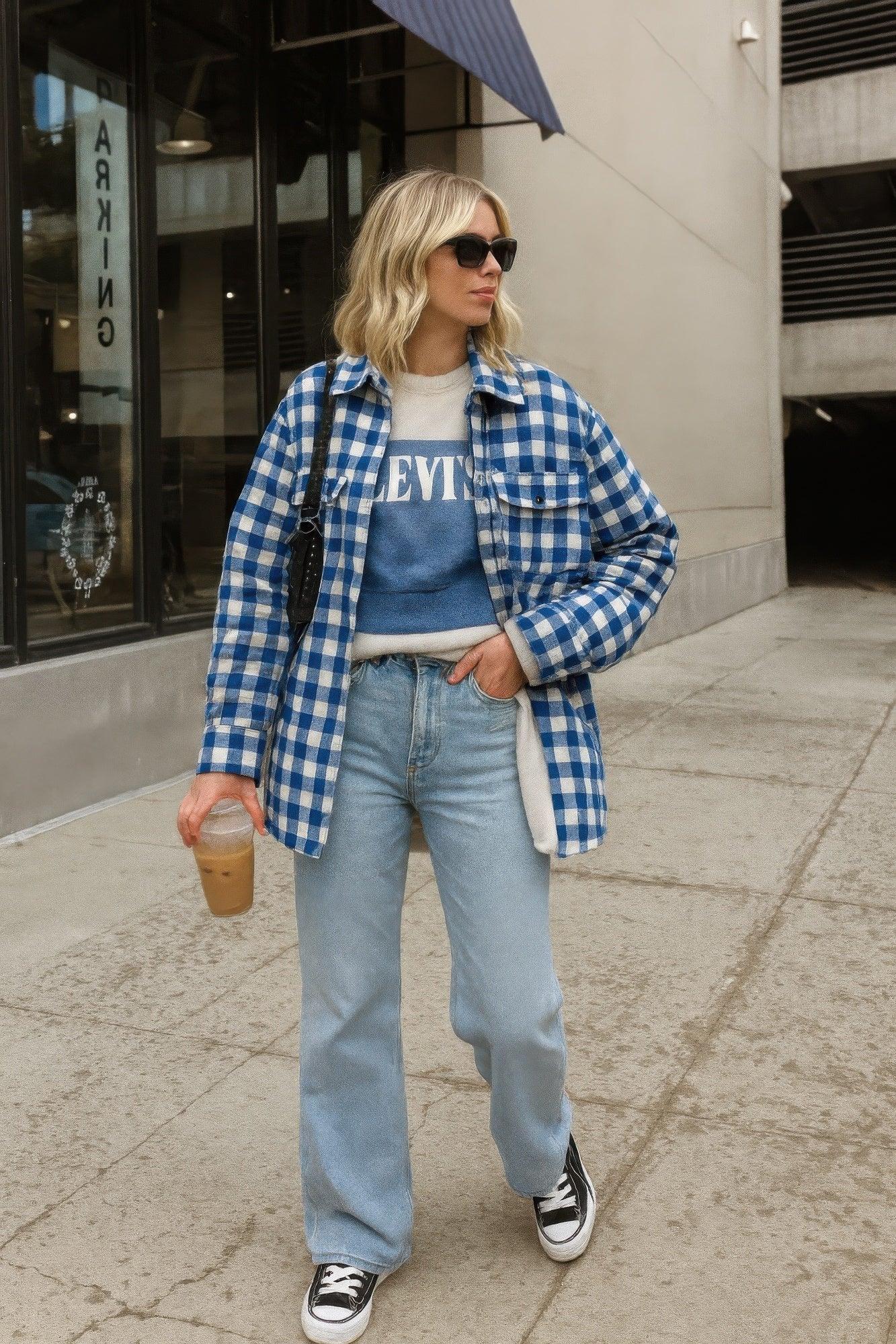Gingham Plaid Shacket Flannel Button Down | Mixtshop LLC Main image
