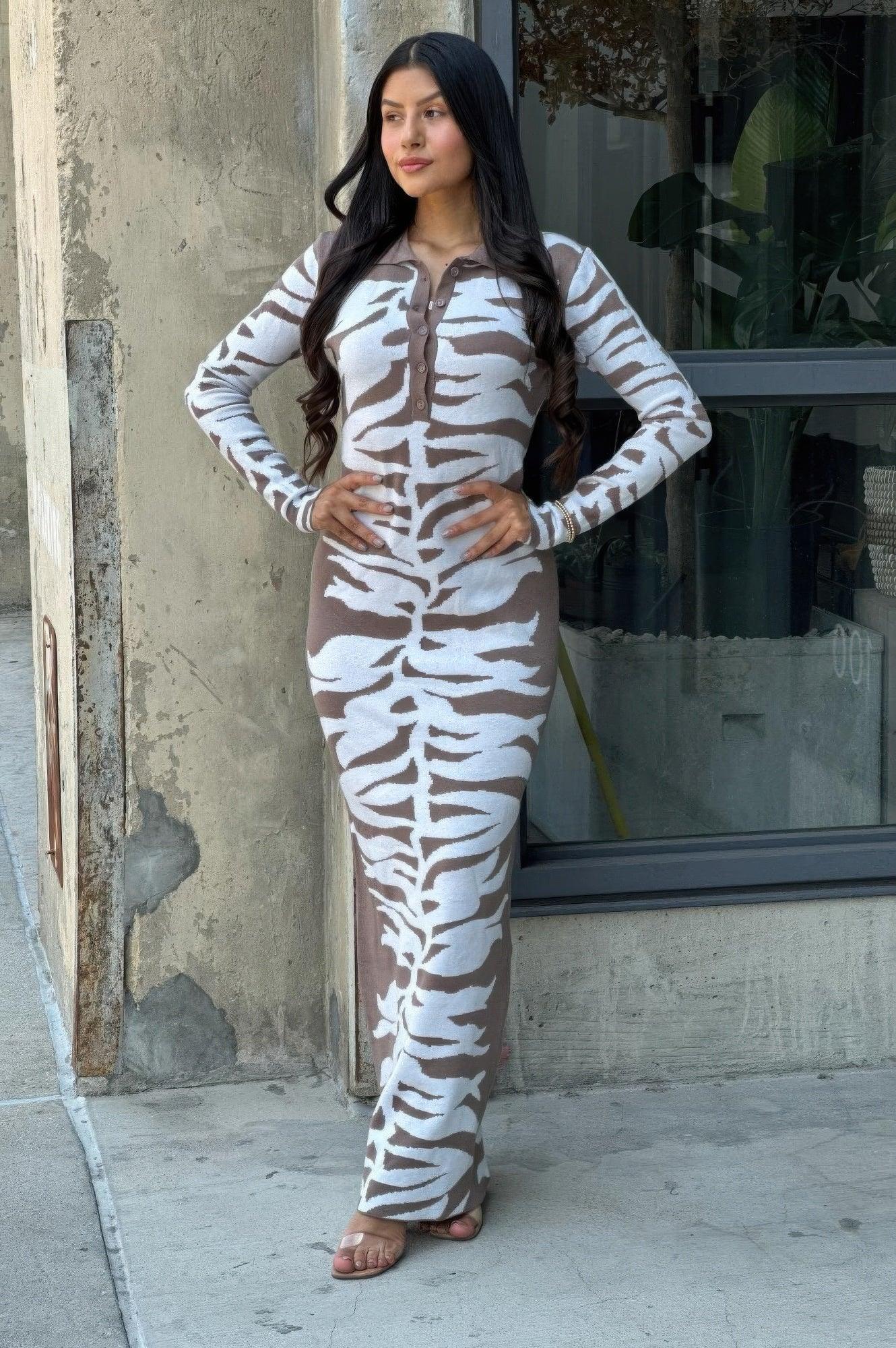 Animal Print Sweater Dress Body Con | Mixtshop LLC Main image