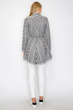Open Wool Cardigan With Belt String & Front Pocket | Mixtshop LLC