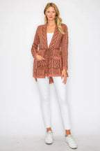 Open Wool Cardigan With Belt String & Front Pocket | Mixtshop LLC