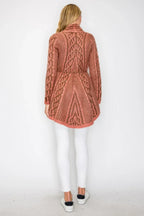 Open Wool Cardigan With Belt String & Front Pocket | Mixtshop LLC