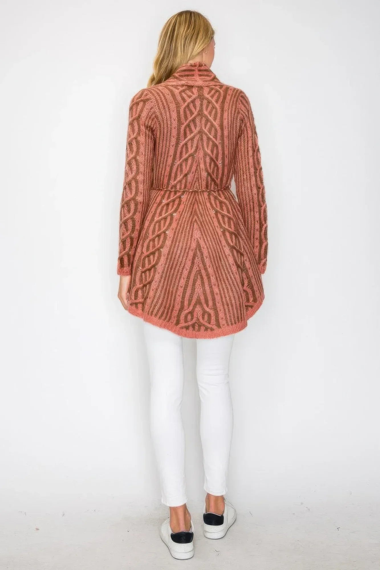 Open Wool Cardigan With Belt String & Front Pocket | Mixtshop LLC