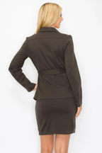 Ls Belted Button Up Jacket & Pencil Skirt Set | Mixtshop LLC