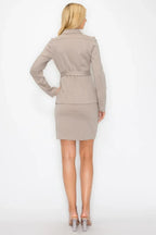Ls Belted Button Up Jacket & Pencil Skirt Set | Mixtshop LLC