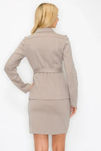 Ls Belted Button Up Jacket & Pencil Skirt Set | Mixtshop LLC