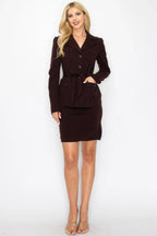 Ls Belted Button Up Jacket & Pencil Skirt Set | Mixtshop LLC