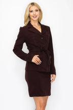 Ls Belted Button Up Jacket & Pencil Skirt Set | Mixtshop LLC