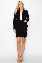 Ls Belted Button Up Jacket & Pencil Skirt Set | Mixtshop LLC