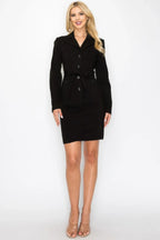 Ls Belted Button Up Jacket & Pencil Skirt Set | Mixtshop LLC