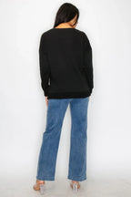 Faux Pearl Beaded Floral Patch Crewneck Sweatshirt | Mixtshop LLC