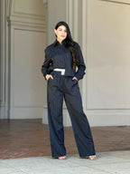 Striped Set With Double Waistband Pants And Top | Mixtshop LLC