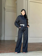 Striped Set With Double Waistband Pants And Top | Mixtshop LLC
