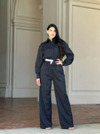 Striped Set With Double Waistband Pants And Top | Mixtshop LLC