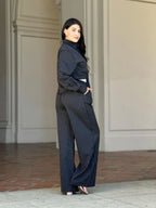 Striped Set With Double Waistband Pants And Top | Mixtshop LLC