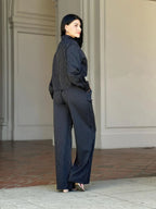 Striped Set With Double Waistband Pants And Top | Mixtshop LLC