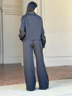 Striped Set With Double Waistband Pants And Top | Mixtshop LLC