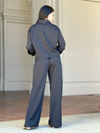 Striped Set With Double Waistband Pants And Top | Mixtshop LLC