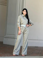 Striped Set With Double Waistband Pants And Top | Mixtshop LLC