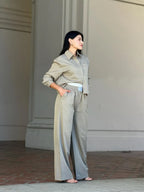 Striped Set With Double Waistband Pants And Top | Mixtshop LLC