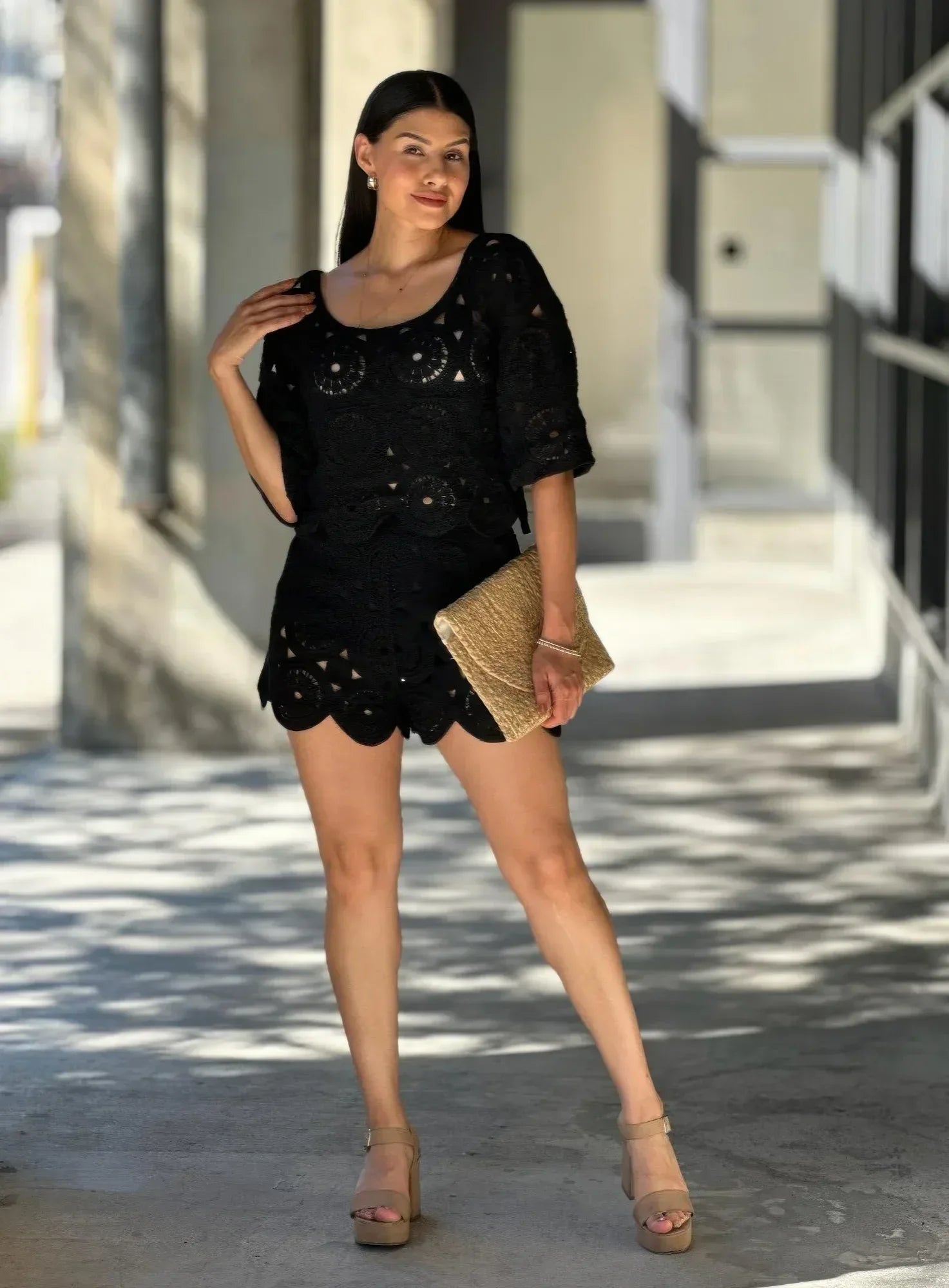 Boho Crochet Lace Crop Top & Line Short Set | Mixtshop LLC