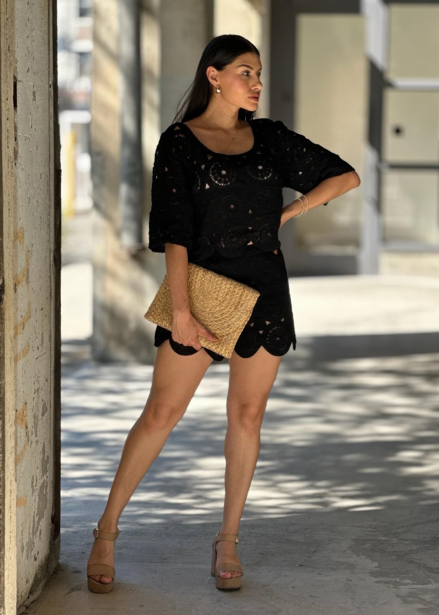 Boho Crochet Lace Crop Top & Line Short Set Secondary image