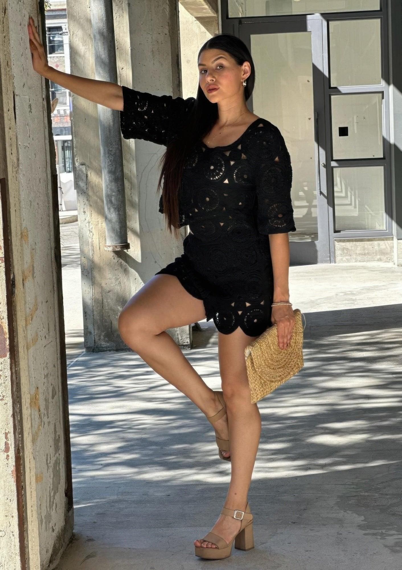 Boho Crochet Lace Crop Top & Line Short Set | Mixtshop LLC