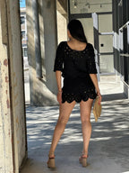 Boho Crochet Lace Crop Top & Line Short Set | Mixtshop LLC