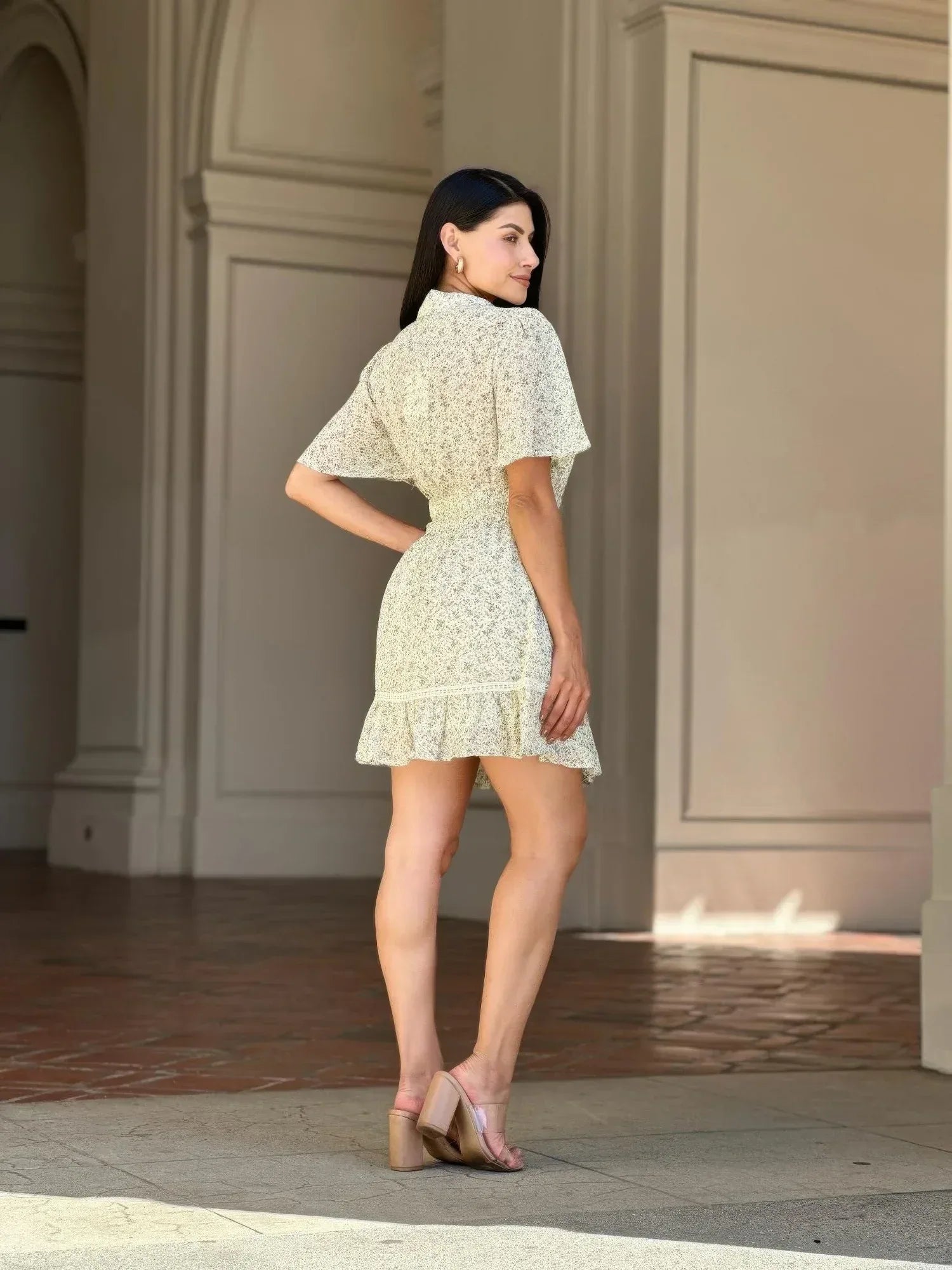 Floral Print Saffy Lace Smocking Waist Mini Dress | Mixtshop LLC