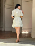 Floral Print Saffy Lace Smocking Waist Mini Dress | Mixtshop LLC