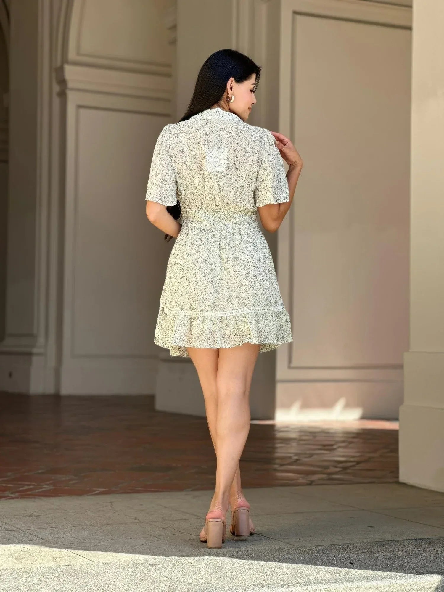 Floral Print Saffy Lace Smocking Waist Mini Dress | Mixtshop LLC