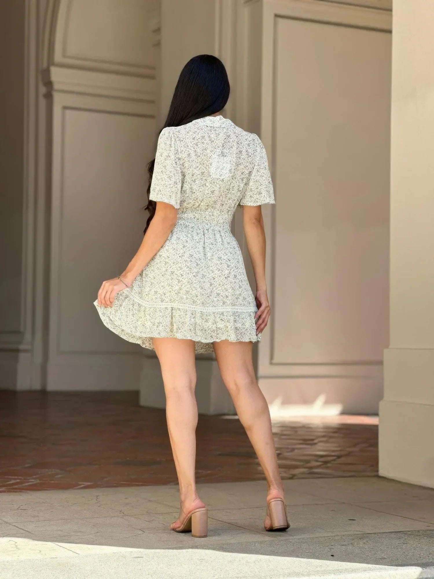 Floral Print Saffy Lace Smocking Waist Mini Dress | Mixtshop LLC