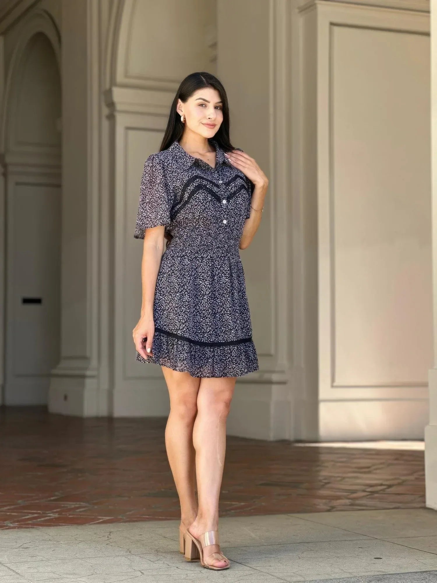 Floral Print Saffy Lace Smocking Waist Mini Dress | Mixtshop LLC