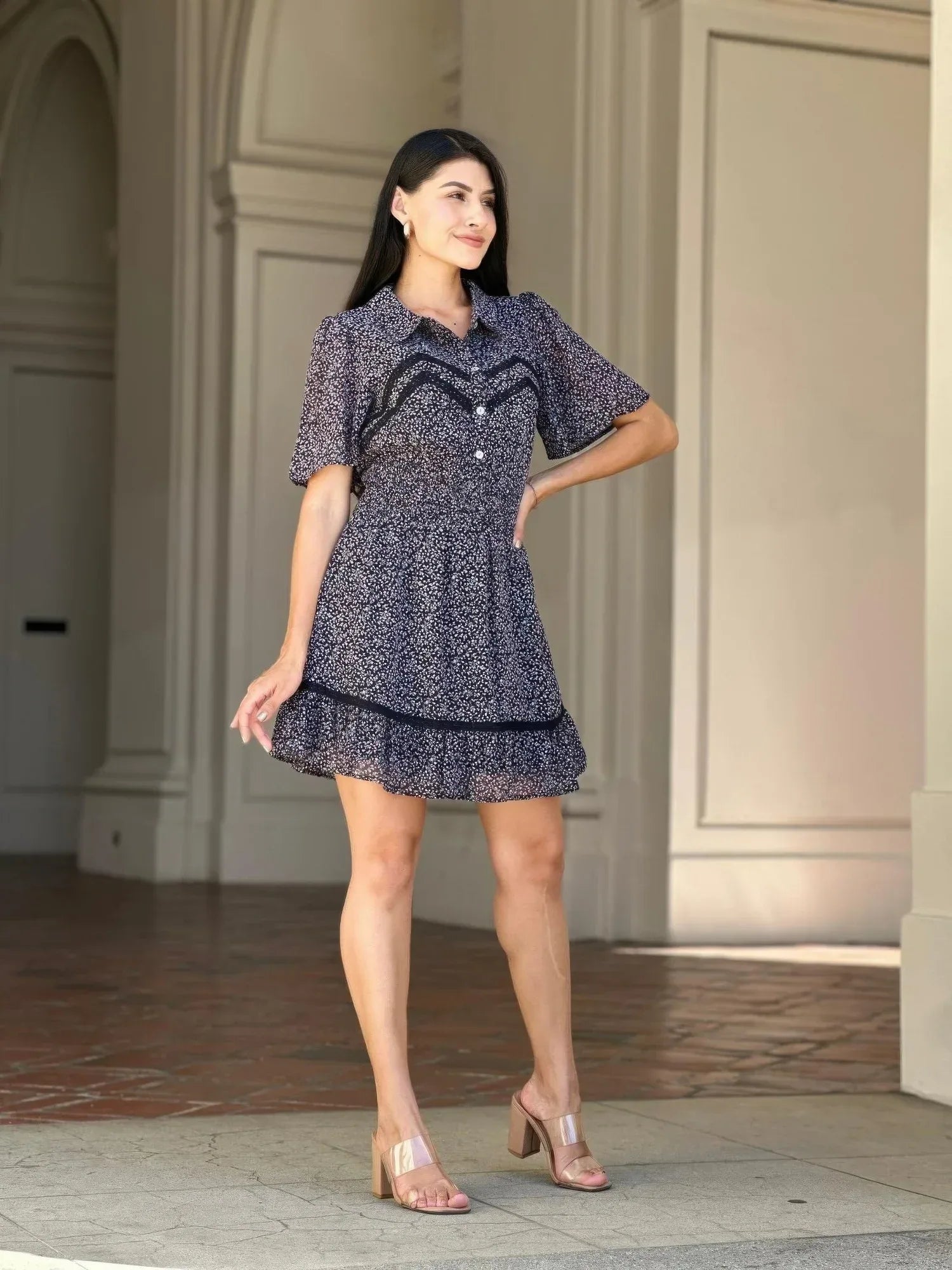 Floral Print Saffy Lace Smocking Waist Mini Dress | Mixtshop LLC