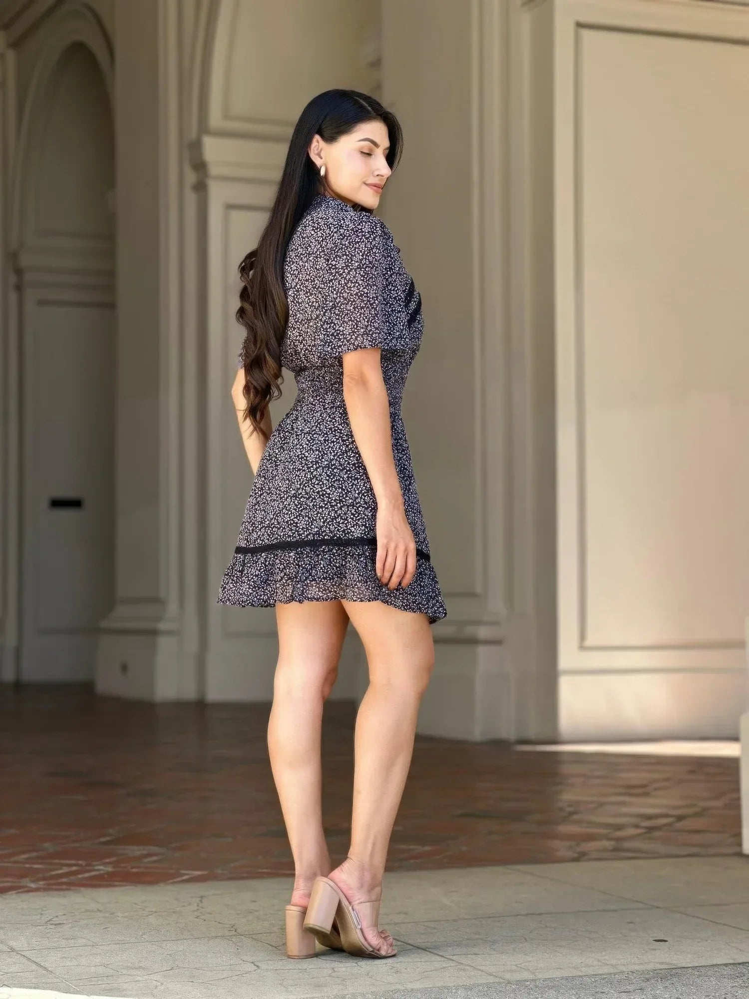 Floral Print Saffy Lace Smocking Waist Mini Dress | Mixtshop LLC