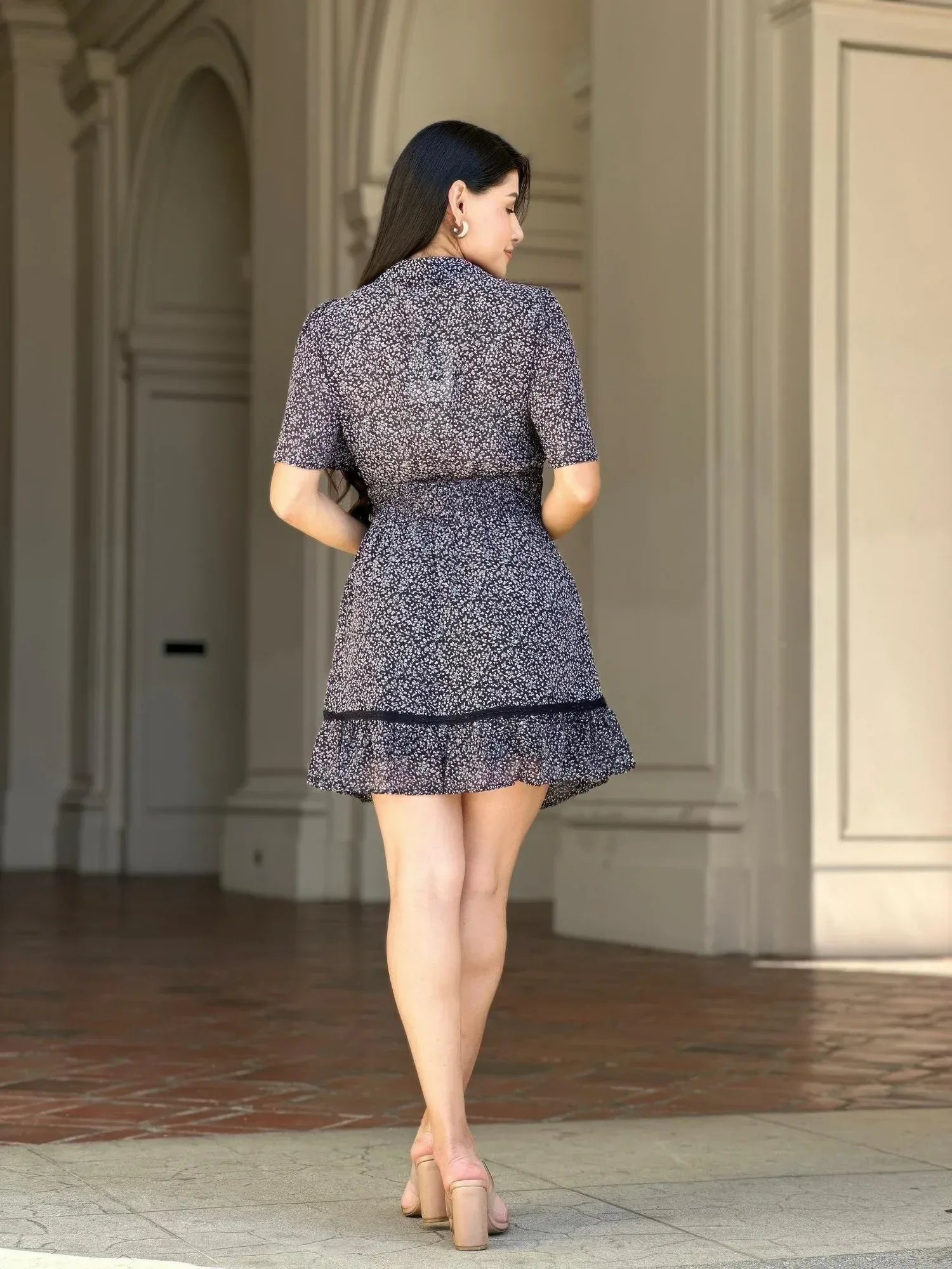 Floral Print Saffy Lace Smocking Waist Mini Dress | Mixtshop LLC