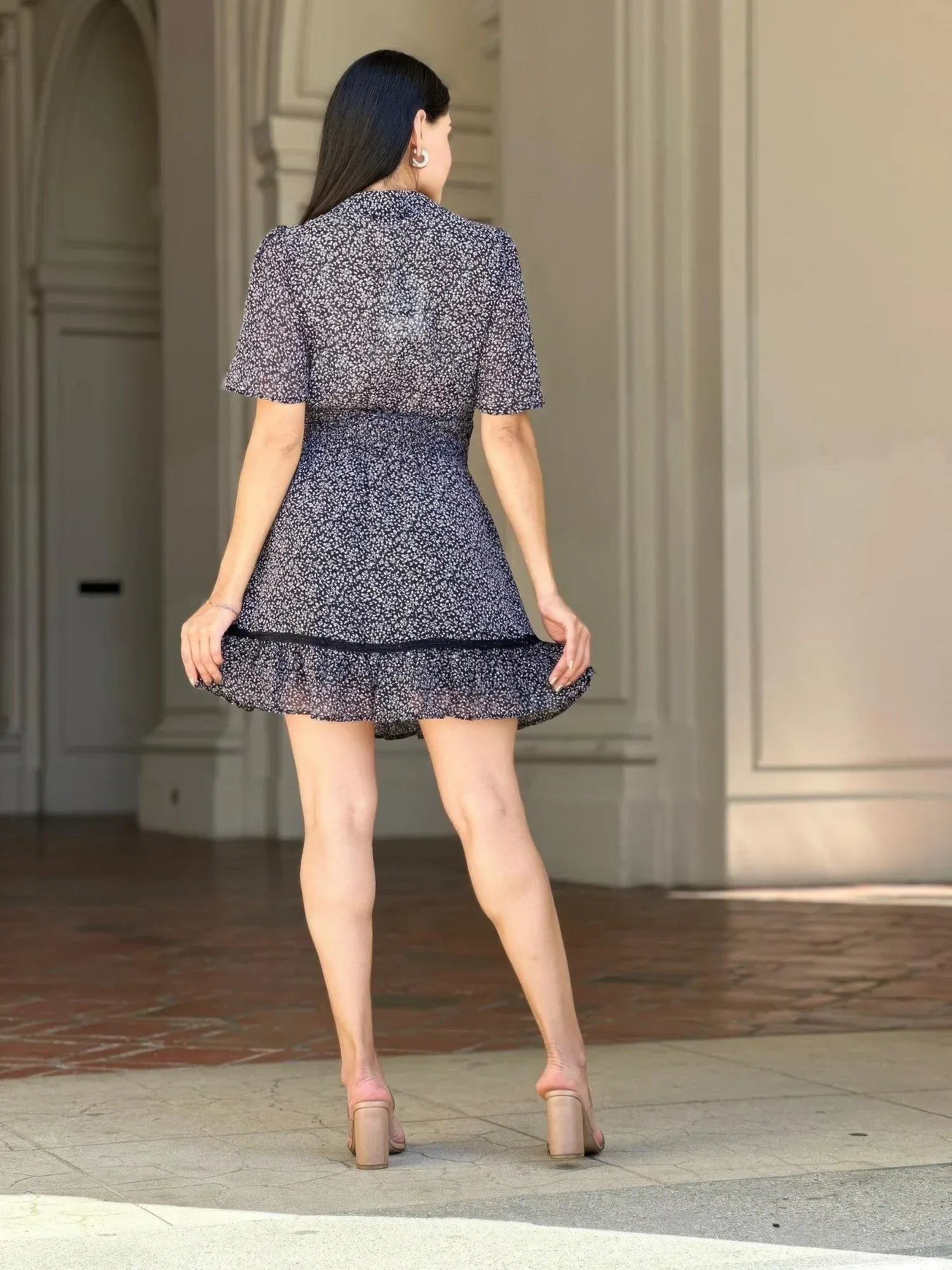 Floral Print Saffy Lace Smocking Waist Mini Dress | Mixtshop LLC