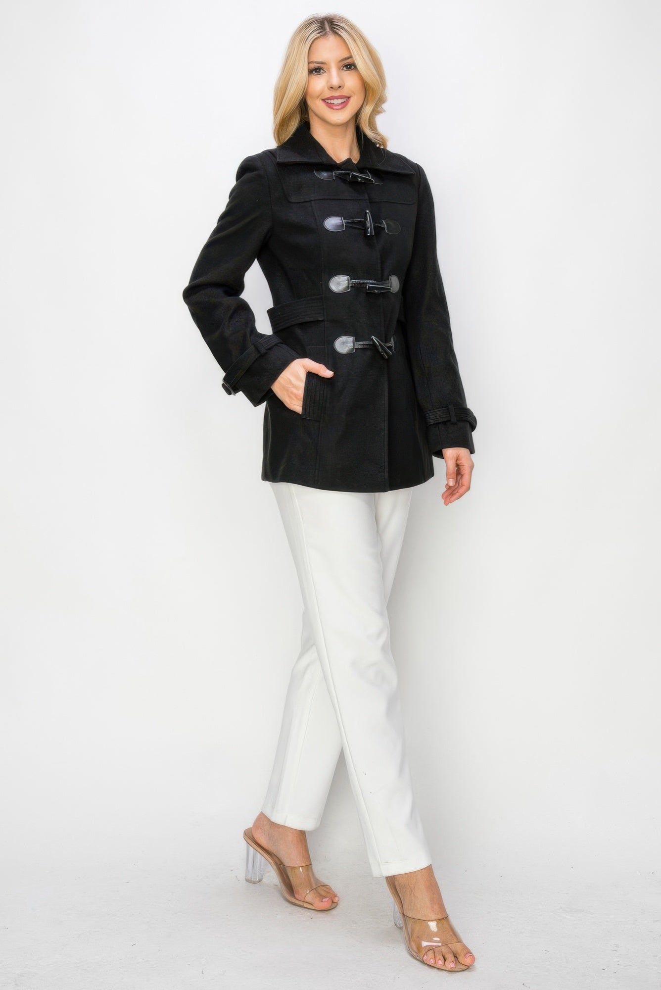 Wool Toggle Button Peacoat With Pockets Secondary image