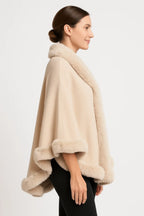 Crimson Elegance Faux Fur Trim Cape | Mixtshop LLC