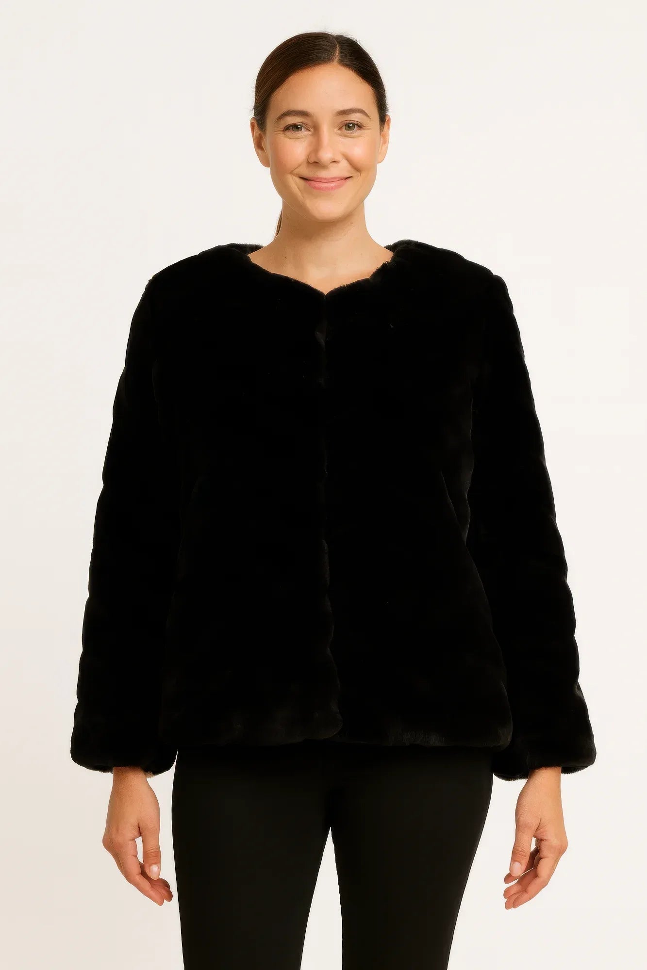 Midnight Luxe Faux Fur Jacket | Mixtshop LLC Main image