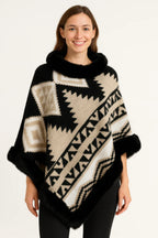 Tribal Luxe Faux Fur Trim Poncho | Mixtshop LLC
