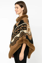 Tribal Luxe Faux Fur Trim Poncho | Mixtshop LLC