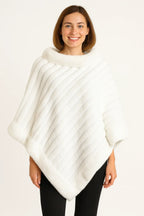 Elegant Faux Fur Winter White Poncho | Mixtshop LLC