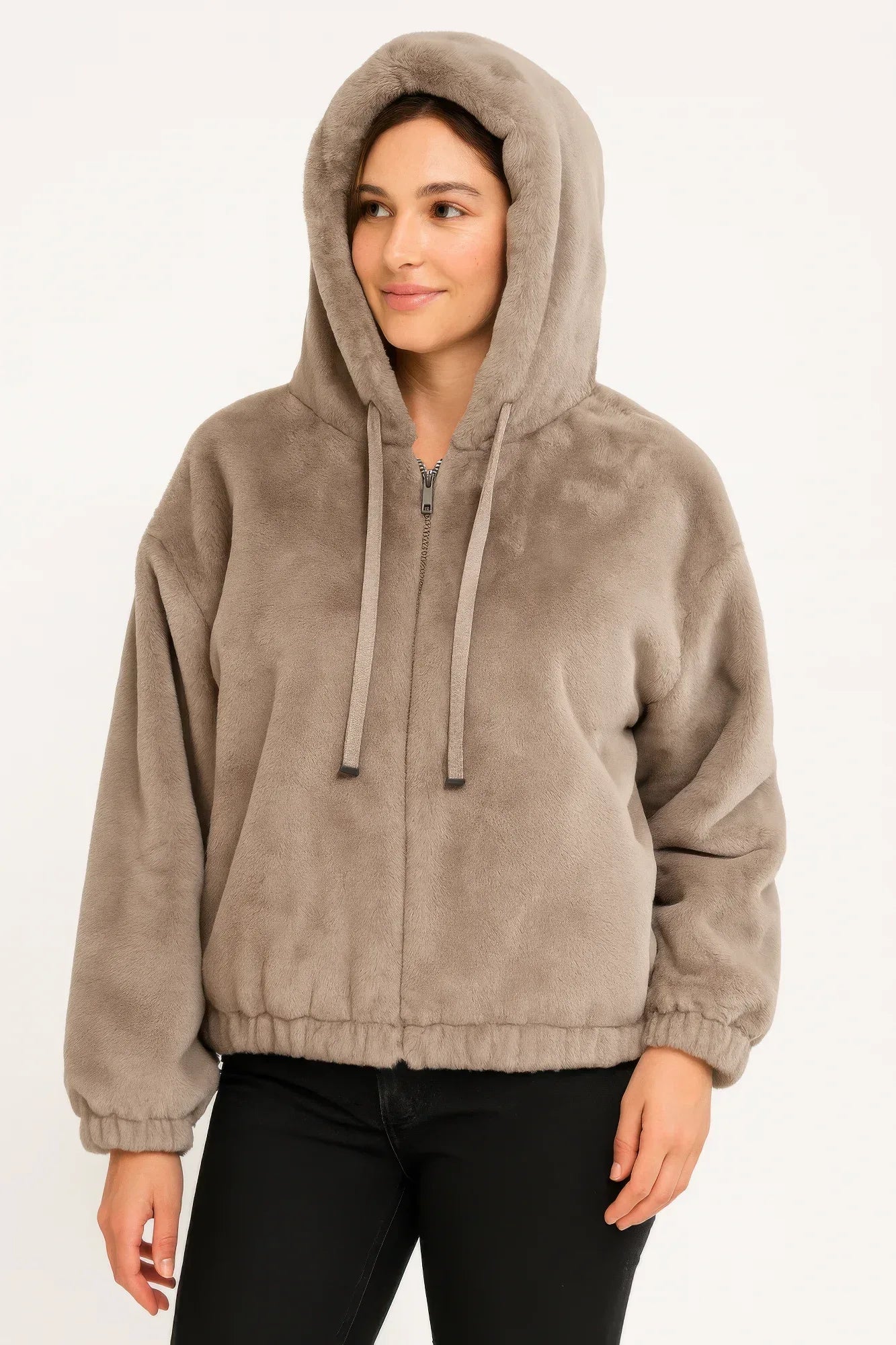 Plush Zip-Up Hooded Jacket | Mixtshop LLC Main image