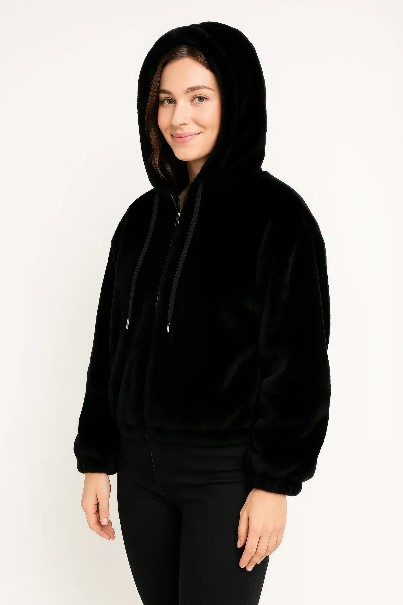 Plush Zip-Up Hooded Jacket | Mixtshop LLC Main image