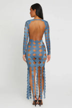 Denim Print Sexy Cut Out Maxi Dress | Mixtshop LLC