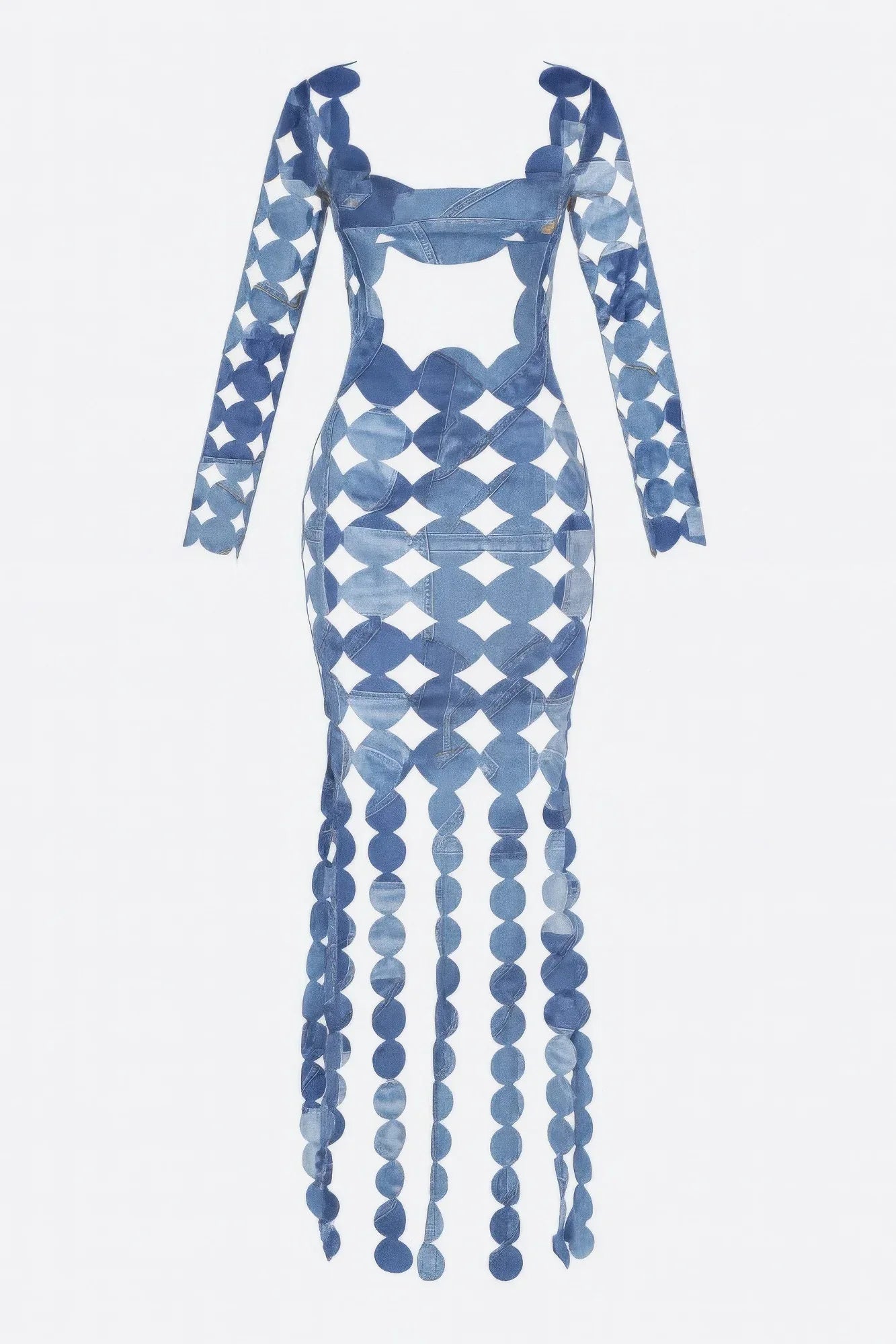 Denim Print Sexy Cut Out Maxi Dress | Mixtshop LLC
