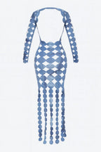 Denim Print Sexy Cut Out Maxi Dress | Mixtshop LLC